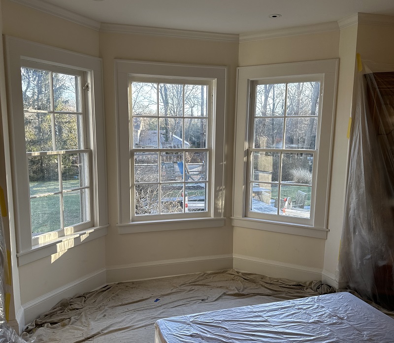 Bay window wall with double hungs to be replaced